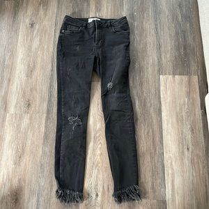 Free people ruffle bottom jeans